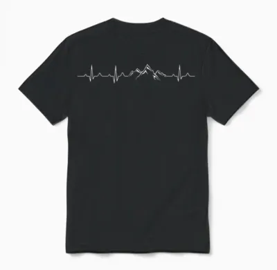 Hiking Heartbeat Mountains Unisex T-Shirt - Black