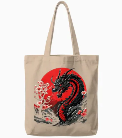Aesthetic Japanischer Drache Drachen Anime Japan Style Asia Tote Bags - Natural