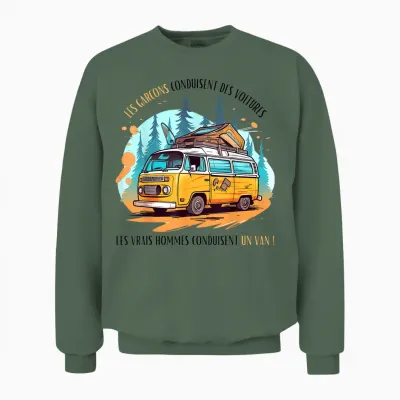 Homme Humour Chauffeur Van Humour Cadeau Van Life T-Shirt, White, S Unisex Sweatshirt - Military Green