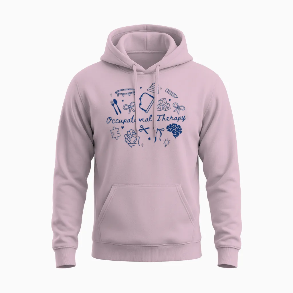 Women Occupational Therapy Doodle Ots Back to School Ota Unisex Hoodie in Light Pink