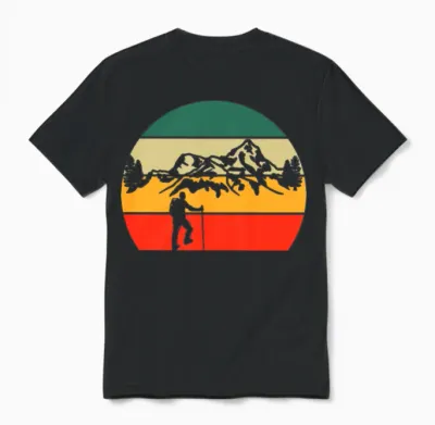 Retro Nature Hiking Unisex T-Shirt - Black