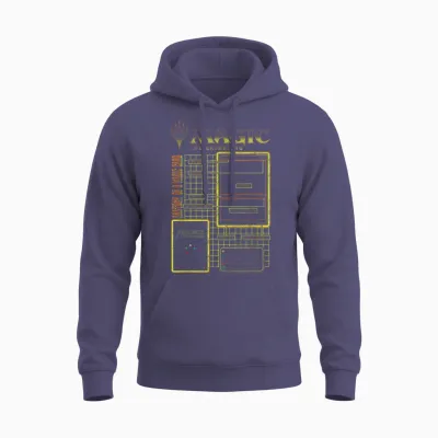 Magic: the Gathering Anatomy of a Magic Card Retro Schematic Unisex Hoodie - Heather Sport Dark Navy