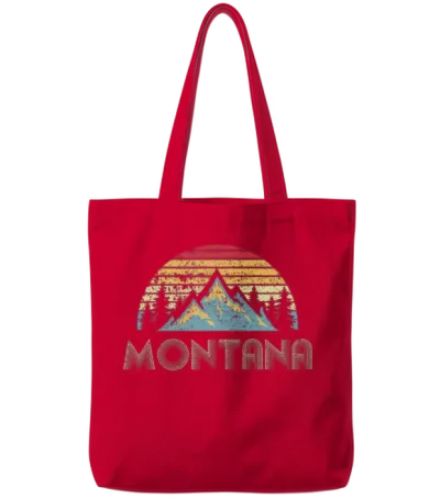 Montana Mountains Camping Hiking Tote Bags - Red