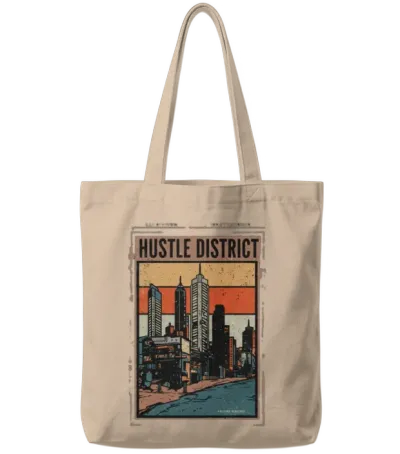 Hustle District Tote Bags - Natural