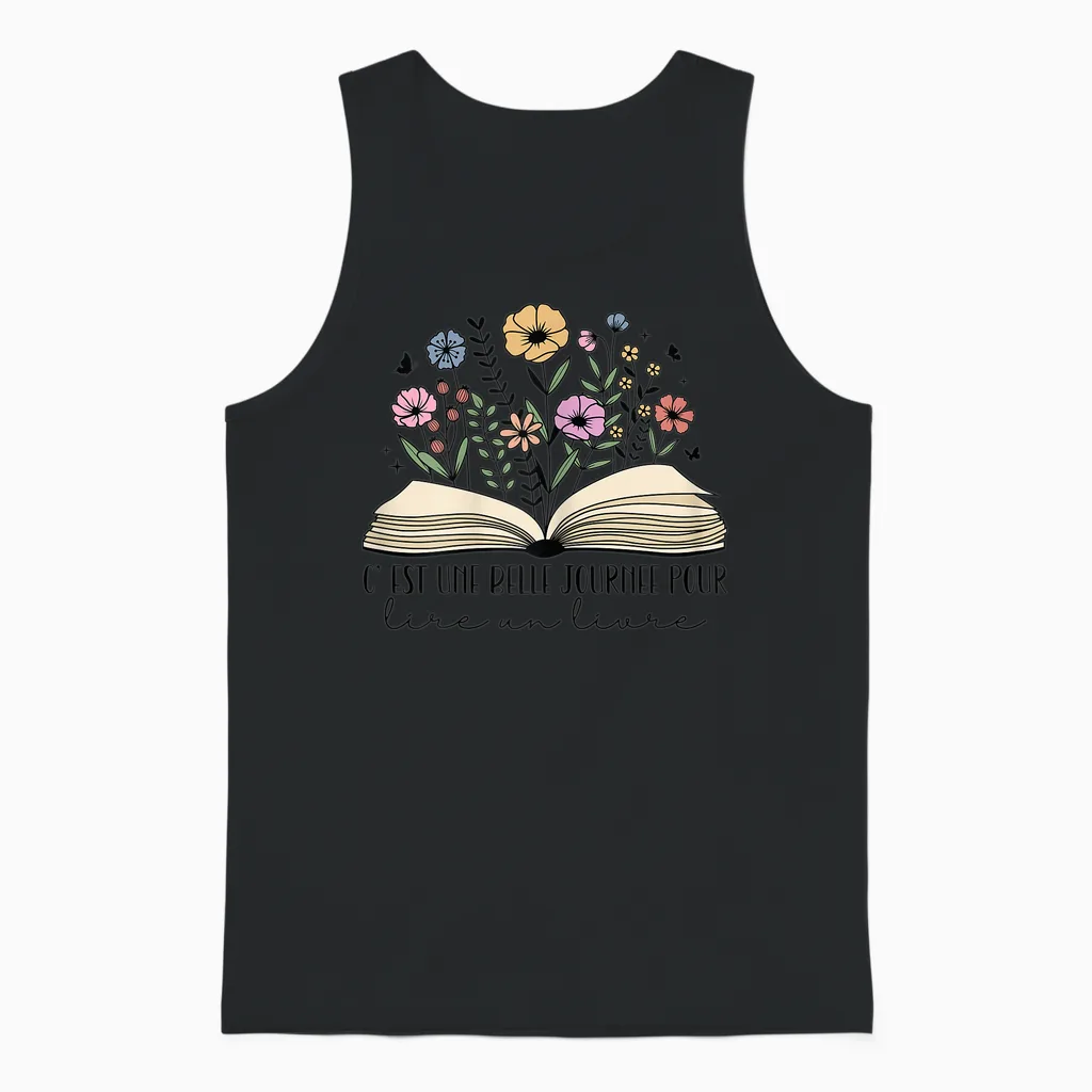It's a Beautiful Day to Read a Book Gift Reading Unisex Tank Top in Black
