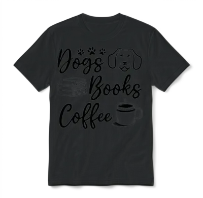Dogs Books Coffee Bookworm Dog Lover Dog Owner Unisex T-Shirt - Black
