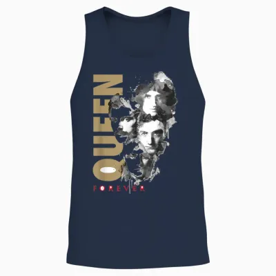 Queen Official Faces Ink Forever T-Shirt, White Unisex Tank Top - Navy