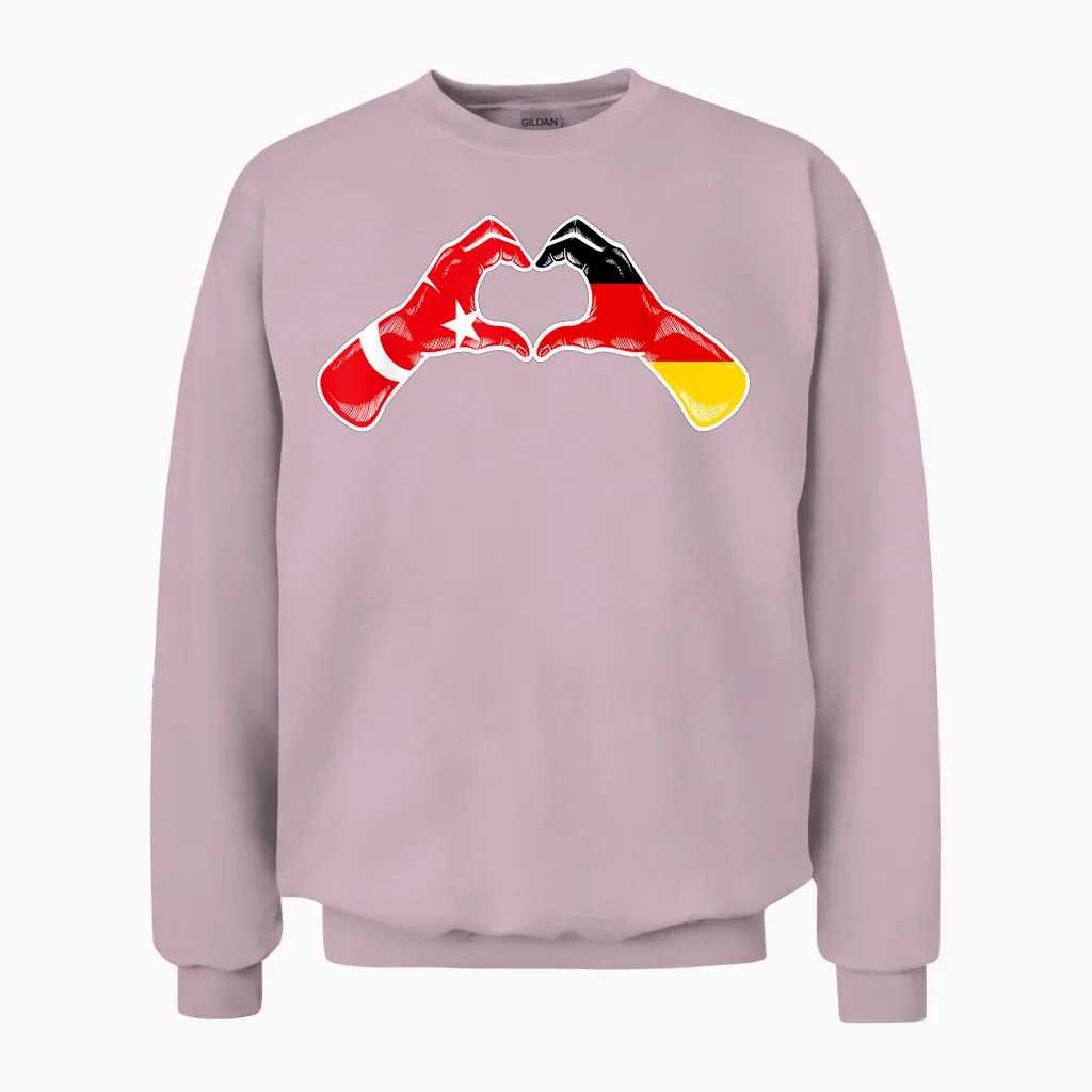 Türkei Deutschland Flagge - Türkisch Deutsches Herz Unisex Sweatshirt in Light Pink