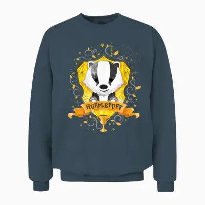 Harry Potter Watercolor Hufflepuff Crest Unisex Sweatshirt - Dark Heather