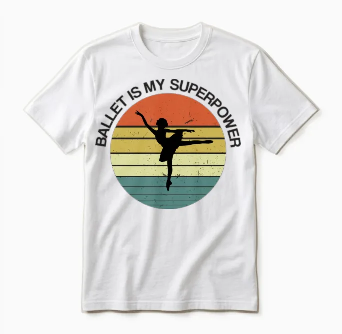 Ballet Retro Distressed Style Unisex T-Shirt - White