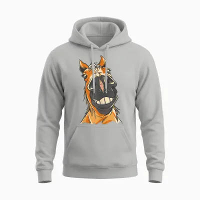 Braunes Pferd Lustiges Motiv Pferde Mädchen Stall Und Reiten Unisex Hoodie - Ash