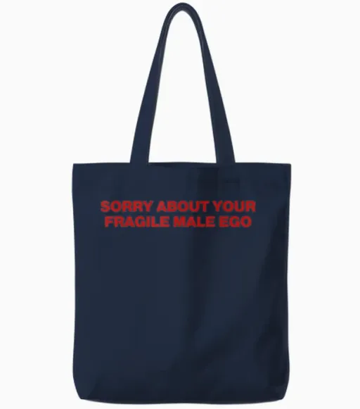 Sorry About Your Fragile Male Ego Y2k Aesthetic Tote Bags - Navy