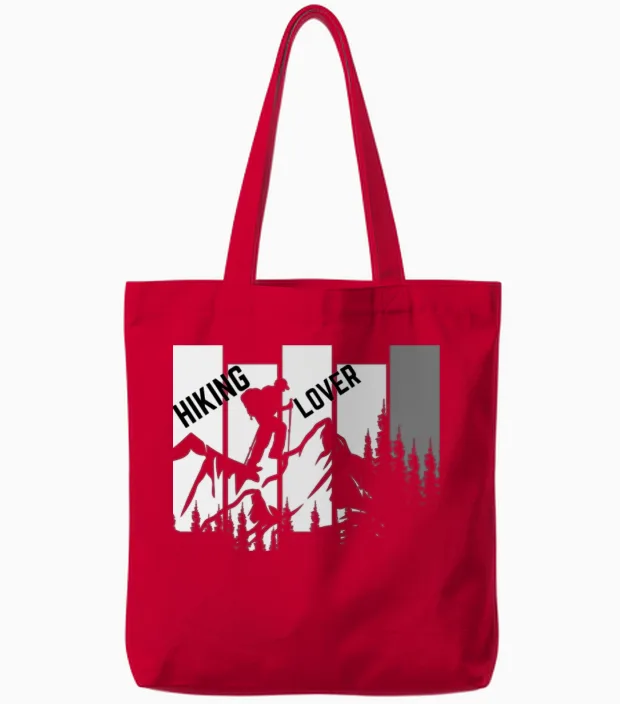 Hiking Lover & Outdoors Gift Tote Bags in Red
