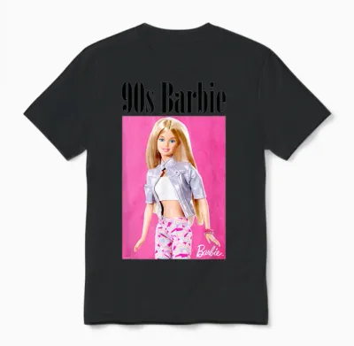 Barbie Women's T-Shirt Official Barbie 90s T-Shirt, White Unisex T-Shirt - Black