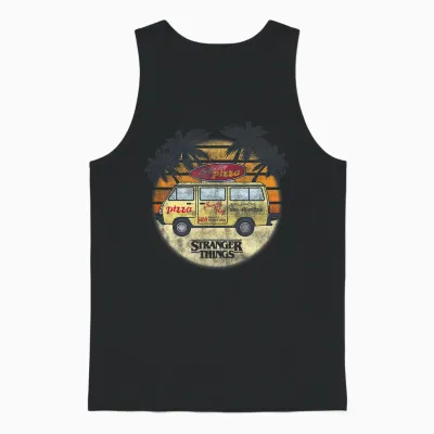 Stranger Things 4 Surfer Boy Pizza Van Unisex Tank Top - Black