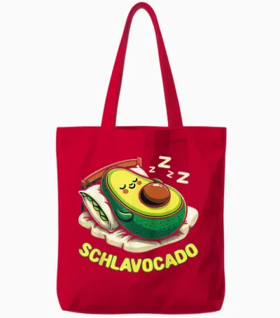 Schlavocado Pyjama Nachthemd Schlafanzug Schlaf Avocado Tote Bags - Red