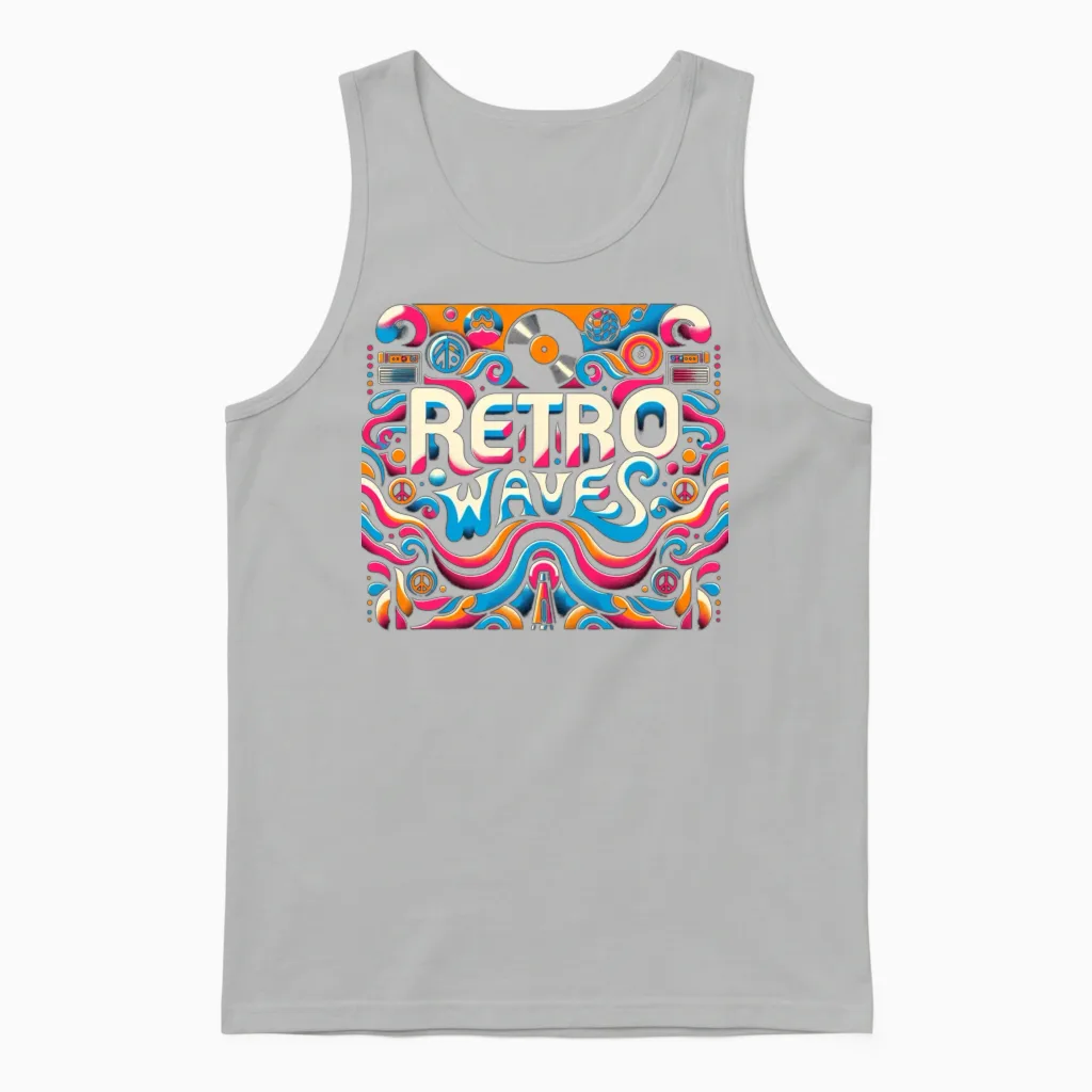 Retro Waves Aesthetic Unisex Tank Top in Ash