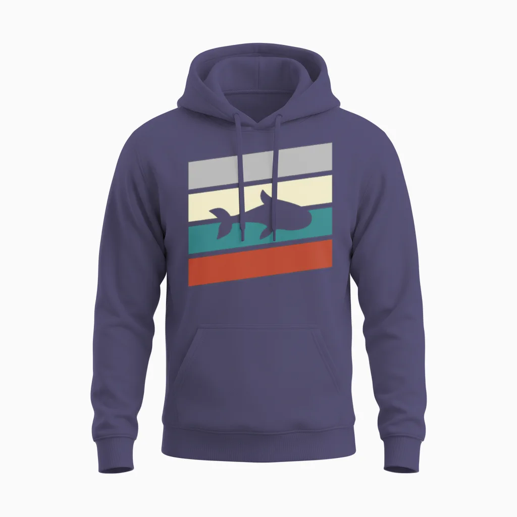 Fish Retro Unisex Hoodie in Heather Sport Dark Navy