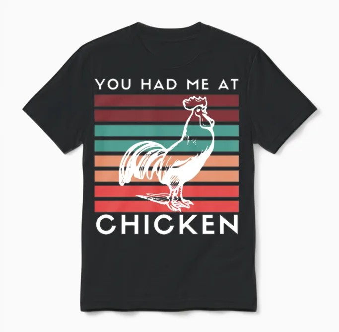 Funny Vintage Retro Chicken - Bird Lovers Unisex T-Shirt in Black