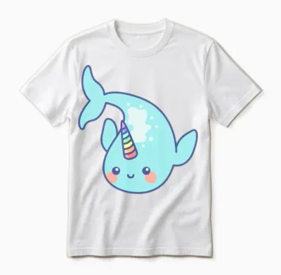 Narwhal, Cute Narwhal, Diving Unisex T-Shirt - White