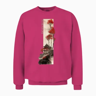 Japanese Temple Retro Vaporwave in Japan Harajuku 80s 90s Unisex Sweatshirt - Heliconia