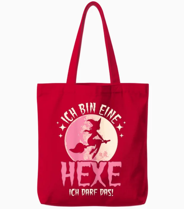 Ich Bin Eine Hexe Ich Darf Das Damen Hexen Tote Bags in Red