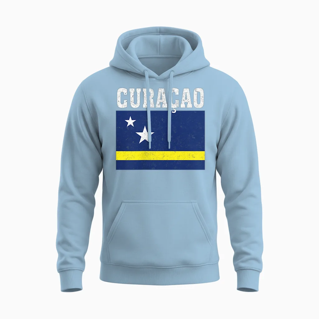 Curacao Flagge Patriotische Nationalwurzeln Souvenir Unisex Hoodie in Light Blue