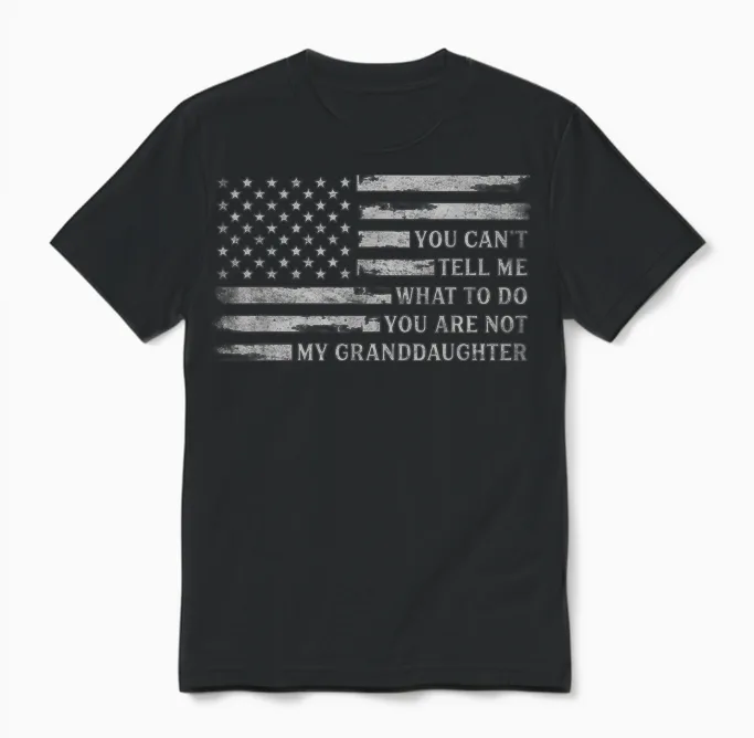 You Can't Tell Me What to Do Granddaughter Father's Day Grey Unisex T-Shirt in Black