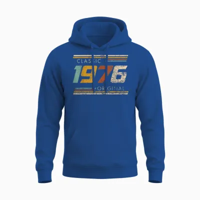 Classic 1976 Original Vintage Anniversary Est Edition 1976 T-Shirt, Black Unisex Hoodie - Royal
