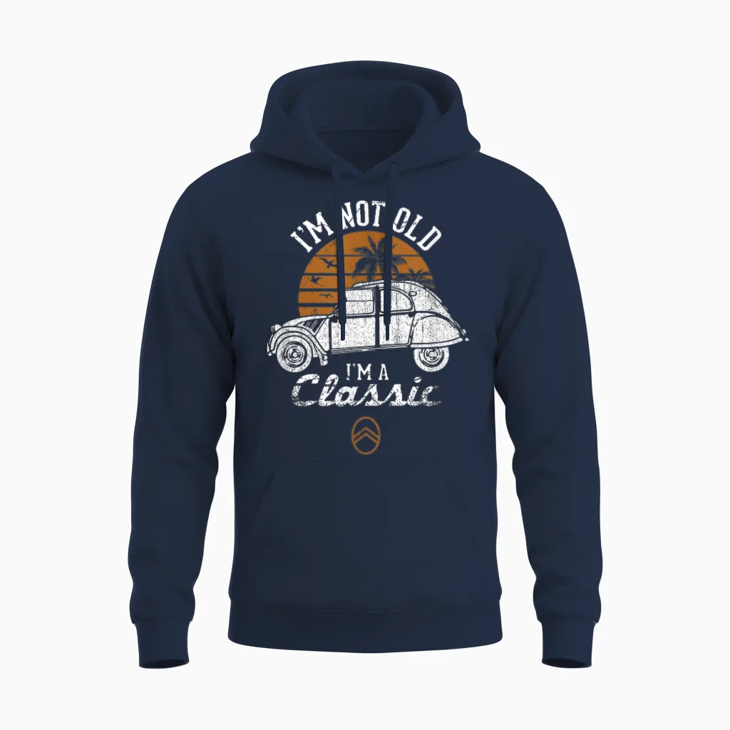 Citroën 2cv White I'm Not Old Classic Sunset Father's Day Unisex Hoodie in Navy