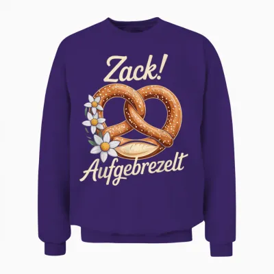 Zack Aufgeprezelt Pretzel Flowers Edelweiss Unisex Sweatshirt - Purple