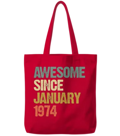 Groovy Retro Awesome Since January 1974 Tote Bags - Red