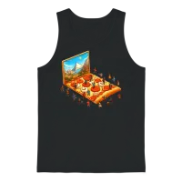 Pizza Hiking People — & Outdoors Gift Unisex Tank Top - Black – 1