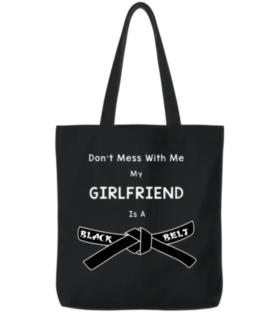 Girlfriend Black Belt Karate Martial Arts Tote Bags - Black