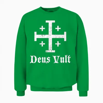Deus Vult Crusader Shield Cross Unisex Sweatshirt - Irish Green