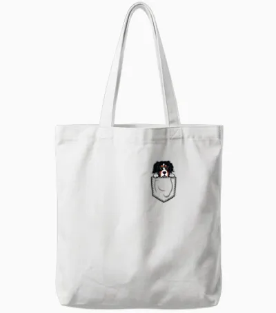 Fake Pocket - Berner Sennen Hund Welpe Tote Bags - White