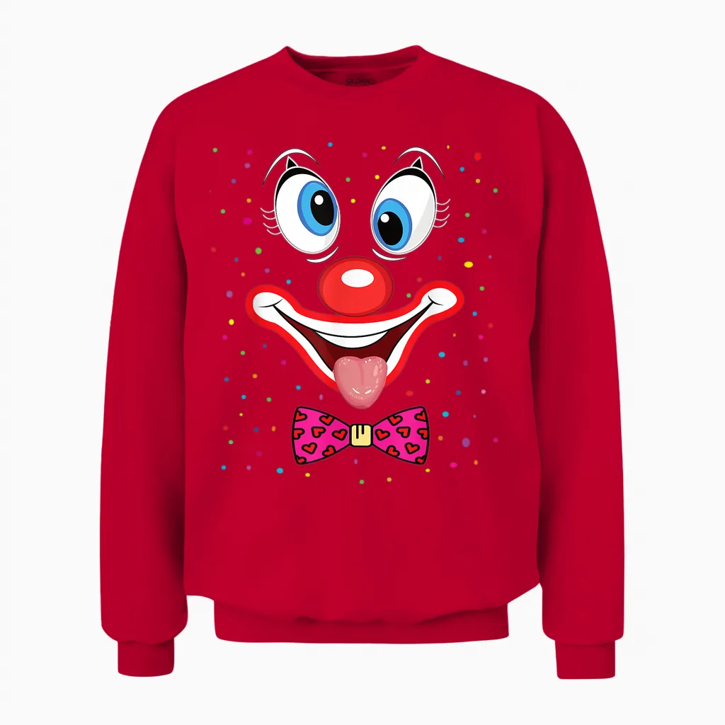 Clown Carnival Costume T-Shirt Carnival Clown Costume Unisex Sweatshirt in Red