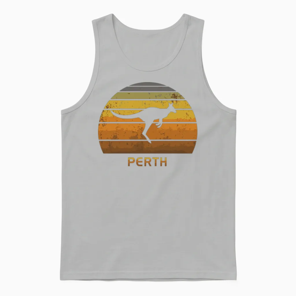 Retro Kangaroo Perth Australia Unisex Tank Top in Ash