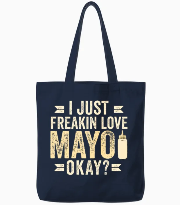 Funny Mayonnaise Tote Bags in Navy