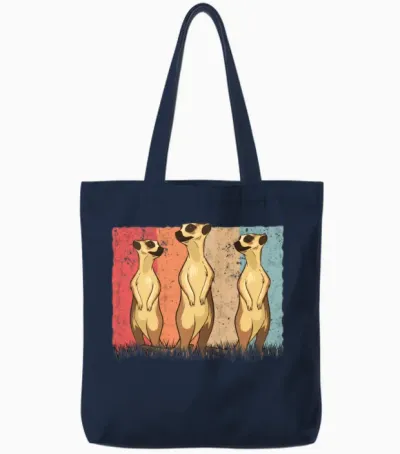 Meerkat Vintage Retro Tote Bags - Navy