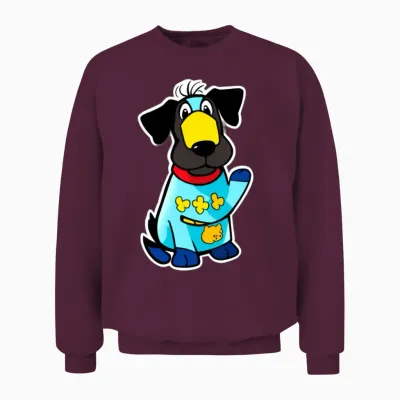 Funny Cartoon Dog Unisex Sweatshirt - Maroon