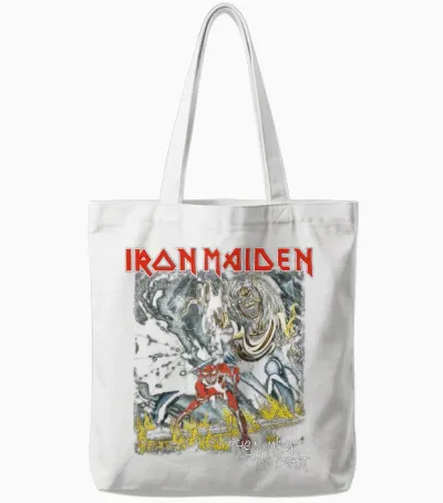 Iron Maiden - Eddie Number of the Beast T-Shirt, Black Tote Bags - White