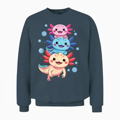 Axolotl Kawaii Anime Cute Axolotls for Boys Girls Men Unisex Sweatshirt - Dark Heather
