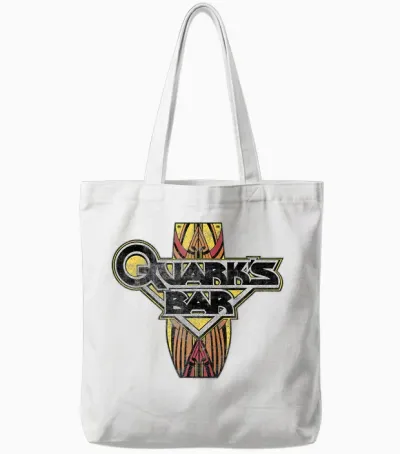 Star Trek Ds9 Quark's Bar Vintage Graphic Logo Tote Bags - White