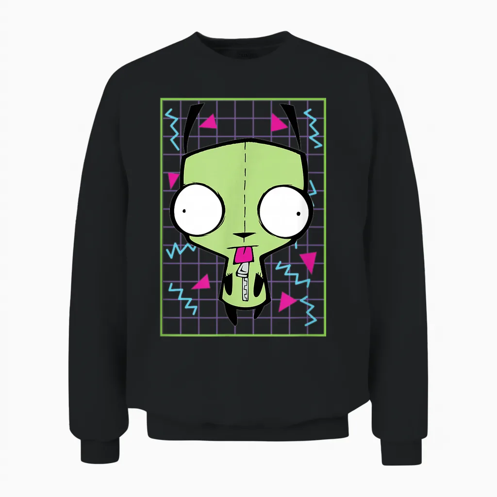 Invader Zim - Gir 90s Grid Unisex Sweatshirt in Black