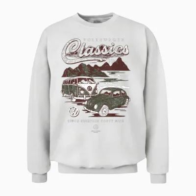 Volkswagen Type 2 T1 Campervan & Beetle Classics Father's Day Unisex Sweatshirt - White