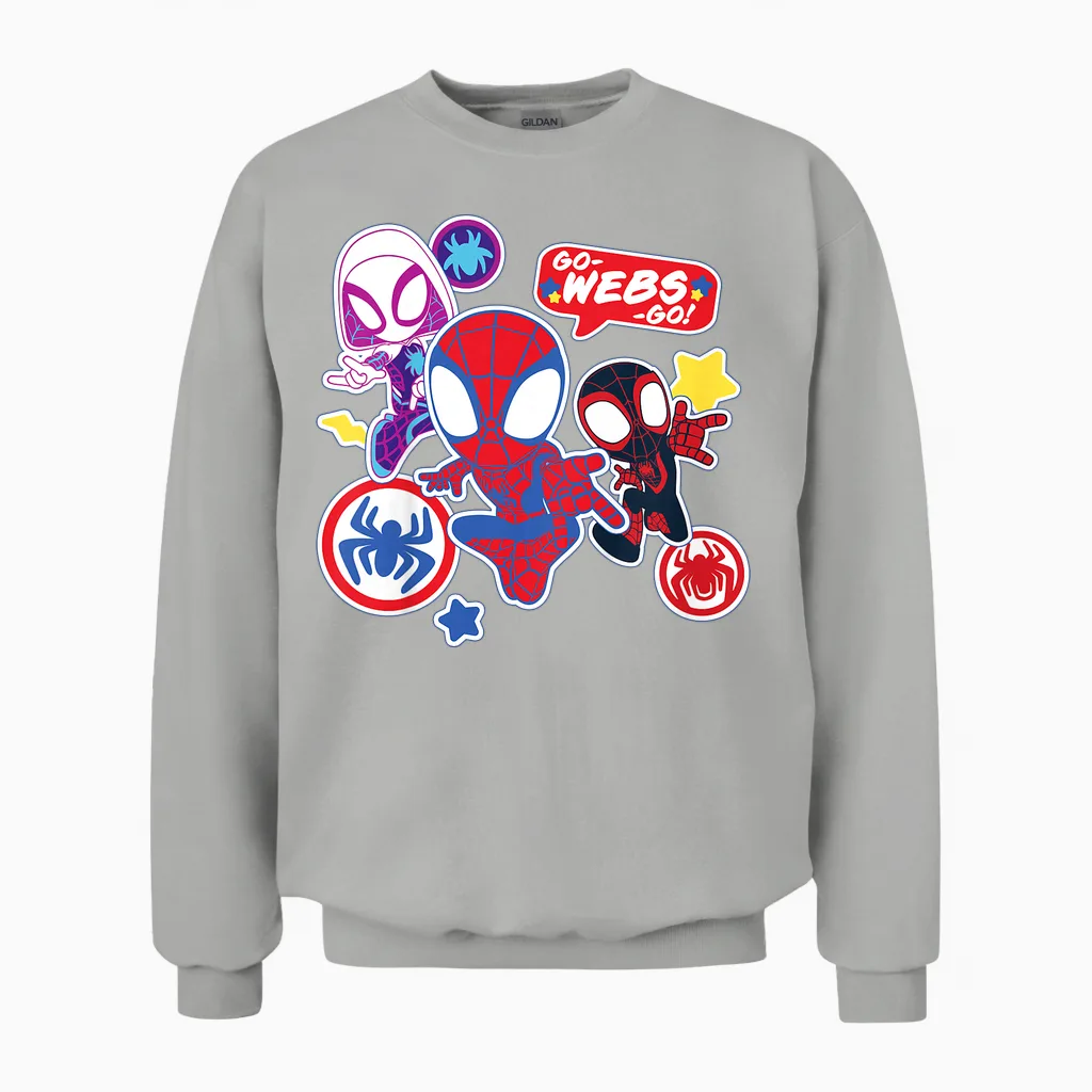 Kinder Marvel Spidey and His Amazing Friends Go-Webs-Go Boys Unisex Sweatshirt in Ash
