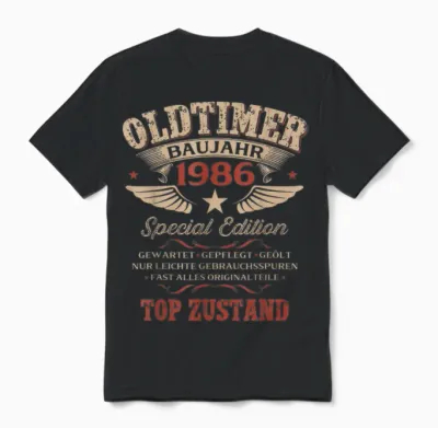 Geschenk Zum 40. Geburtstag Jahrgang 1986 Oldtimer Lustiges Unisex T-Shirt - Black