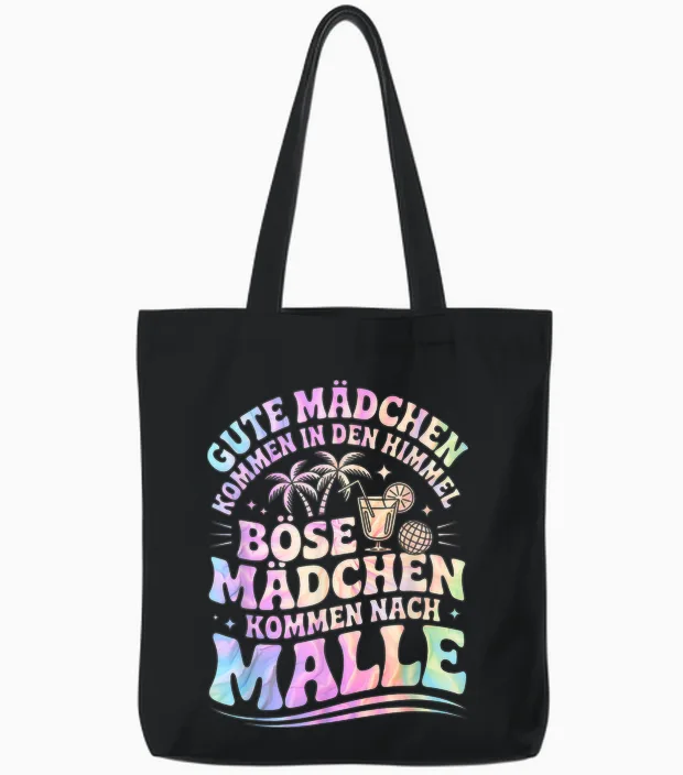 Malle Outfit Girls' Evening Party Holiday Women's Slogan Mallorca Tote Bags in Black