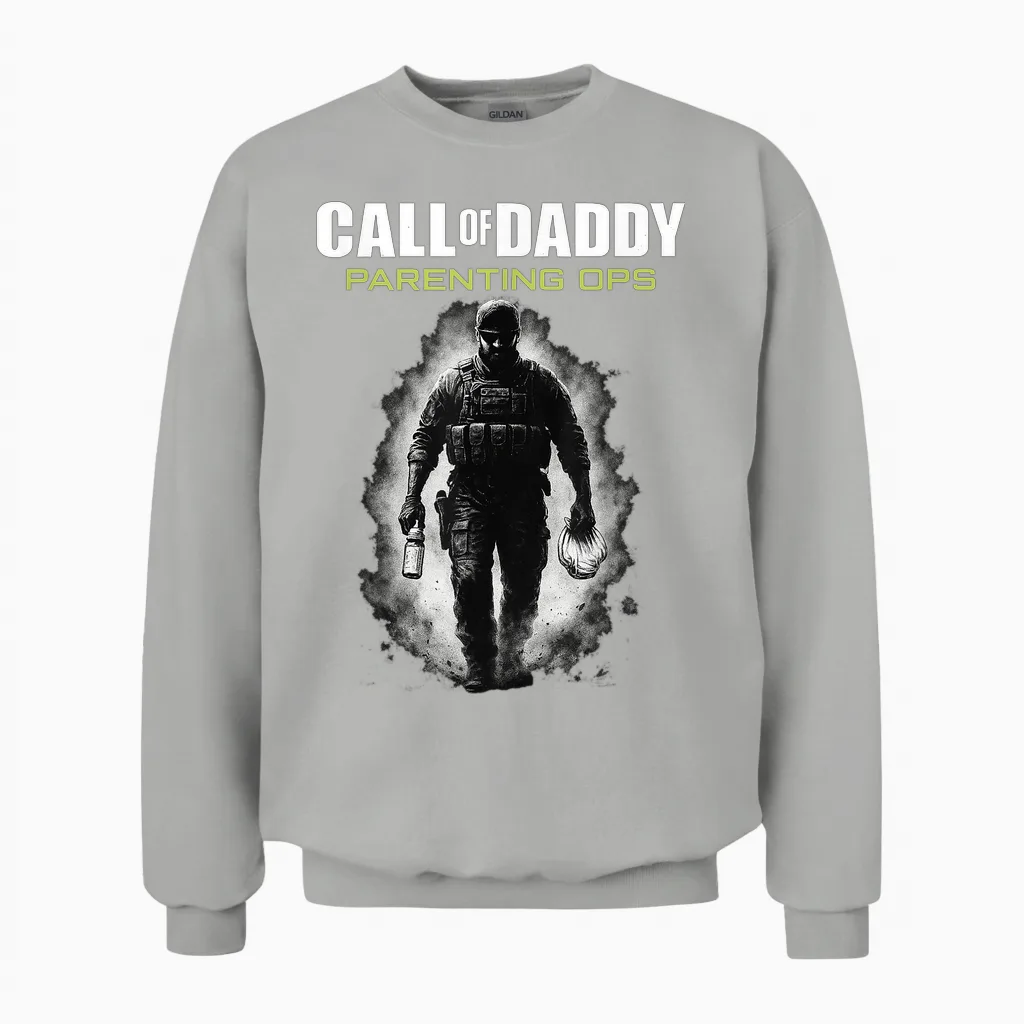 Call of Daddy Parenting Ops - Father's Day Great Dad Joke T-Shirt, Black, S Unisex Sweatshirt in Ash